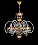 6-bulb Modern crystal chandelier made of ruby glass