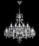 Large silver crystal chandelier with glass lira