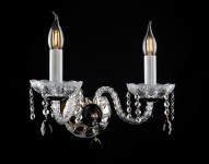 2-bulb wall light with hand cut sandblasted bobeches