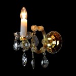 Single-arm wall lamp Maria Theresia with gold candle (flame) - white glass cover tube