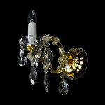 Single-arm wall lamp Maria Theresia with gold candle (flame) - white glass cover tube "light off"