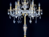 Detail of glass lamp designed for placement on the floor