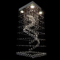 Lámparas de araña modernas de cristal con espejo cuadrado y espiral de cristal
