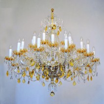 Lámpara de araña de cristal AMBER de 24 brazos con brazos de cristal y cesta de strass