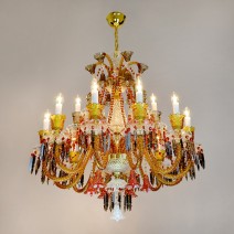 Lámparas de araña y lámparas de cristal de colores al estilo Bohemia Baccarat: rubí, azul, negro, ámbar y otros