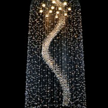 Lámparas de araña modernas de cristal con espejo redondo y espiral de cristal (interiores de recibidores)