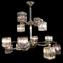 Lámpara de araña de cristal de estilo vanguardista con 12 farolillos cúbicos