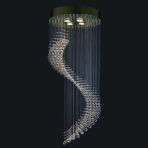 Lámparas de araña modernas de cristal con espejo redondo y espiral de cristal (interiores de apartamentos)