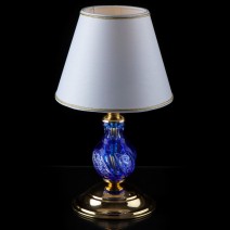 Reventa de existencias: 5 modelos de lámparas de mesa de colores fabricadas en cristal tallado y esmaltado: azul, morado, verde, rojo y cristal transparente