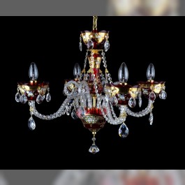 Small crystal chandelier made of red ruby glass