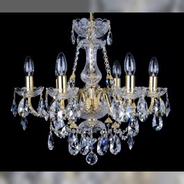 6 Arms gold brass crystal chandelier with Swarovski crystal almonds