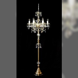 Gold brass crystal floor lamp with the range of 160 cm height