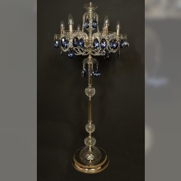 6-arm lamp decorated with large gray-blue almonds