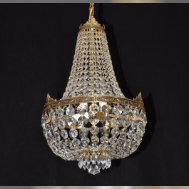 5 bulb Basket crystal chandelier - Cast brass