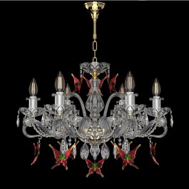 Luxurious small chandelier with glass butterflies