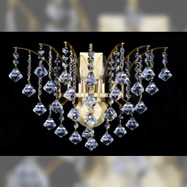 Crown wall light with two bulbs in matt brass