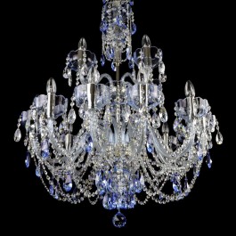 The lower part of the sapphire blue chandelier for the high ceiling