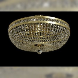 Large basket crystal chandelier with square stones