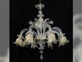 Lámpara de araña histórica de Murano de 8 brazos