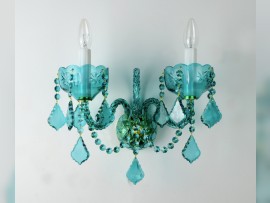 Blue-green wall light with white glass tubes