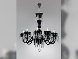 Lámpara de araña de 10 brazos fabricada en cristal de hialita negro