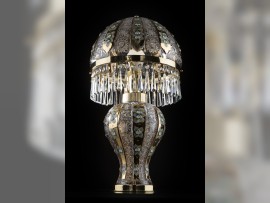 Tall crystal table lamp PK500 - gold 24K surface with flowers, (W x H): 31 x 60 cm/ 12.2" x 23.62"
