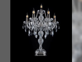 Tall table lamp with silver metal and crystal
