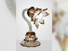 Lámpara de mesa decorativa de Murano con pantalla de cristal bicolor