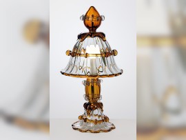Lámpara de mesa decorativa de Murano con pantalla de cristal bicolor