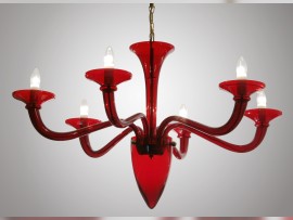 Lámpara de araña de Murano, fabricada en cristal soplado liso, con forma de «pulpo invertido —cefalópodo :)»