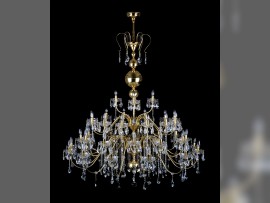 Gran lámpara de araña para el hogar con brazos tubulares, de 154 x 170 cm de diámetro / 39 bombillas, almendras de cristal: una decoración lujosa para cualquier recibidor. Código 6460-39-S