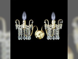 Aplique de dos brazos con pedrería de cristal que forma un conjunto con lámparas de araña, 36 x 28,2 cm / 2 bombillas, código N-6250-2-S
