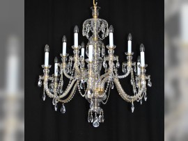 The hand blown and hand cut chandelier 12 arms in the original style of Kamenicky Senov