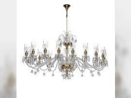 16-arm oval crystal chandelier with glass bells