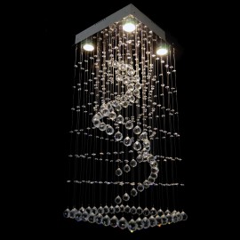 Lámparas de araña modernas de cristal con espejo cuadrado y espiral de cristal