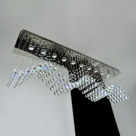 Lámparas de araña modernas de cristal con espejo rectangular y cristales WAVES (cristal de colores y transparente)