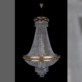 Brown large strass chandelier in the shape of a basket