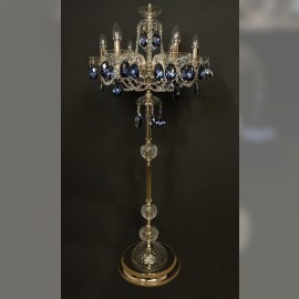 6-arm lamp decorated with large gray-blue almonds