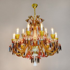 Lámparas de araña y lámparas de cristal de colores al estilo Bohemia Baccarat: rubí, azul, negro, ámbar y otros