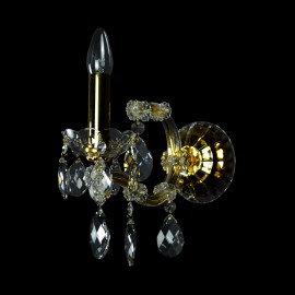 Single-arm wall lamp Maria Theresia with gold candle (flame) - brass cover tube