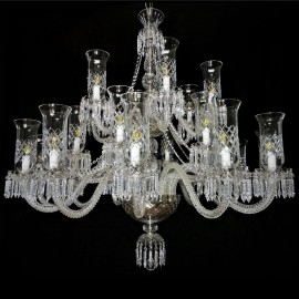 Lámpara de araña de cristal de 24 brazos, estilo Bohemia Baccarat, con tulipanes tallados