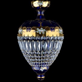 La lámpara de araña de cristal con cesta de colores - Esmalte brillante