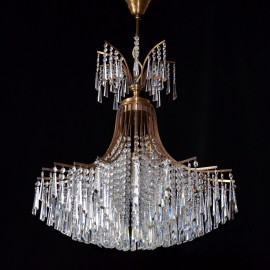 Lámpara de diseño con cascos de cristal tallado - latón teñido de marrón ANTIK