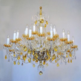 Lámpara de araña de cristal AMBER de 24 brazos con brazos de cristal y cesta de strass