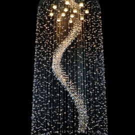 Lámparas de araña modernas de cristal con espejo redondo y espiral de cristal (interiores de recibidores)