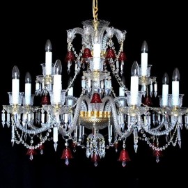 Lámpara de cristal «RED BELLS» al estilo Baccarat