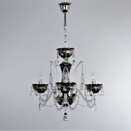 Lámparas de cristal negro decoradas con esmalte de alta calidad sobre fondo plateado