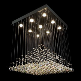 Lámparas de araña modernas de cristal con espejo cuadrado y pirámide de cristal (salones amplios y apartamentos)