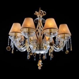 Lámpara de cristal ámbar decorada con conchas de cristal