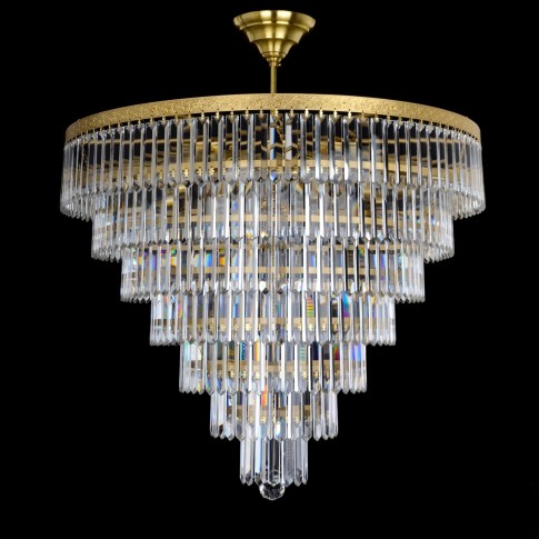 Metal conical chandelier for highlighting the center of the room
